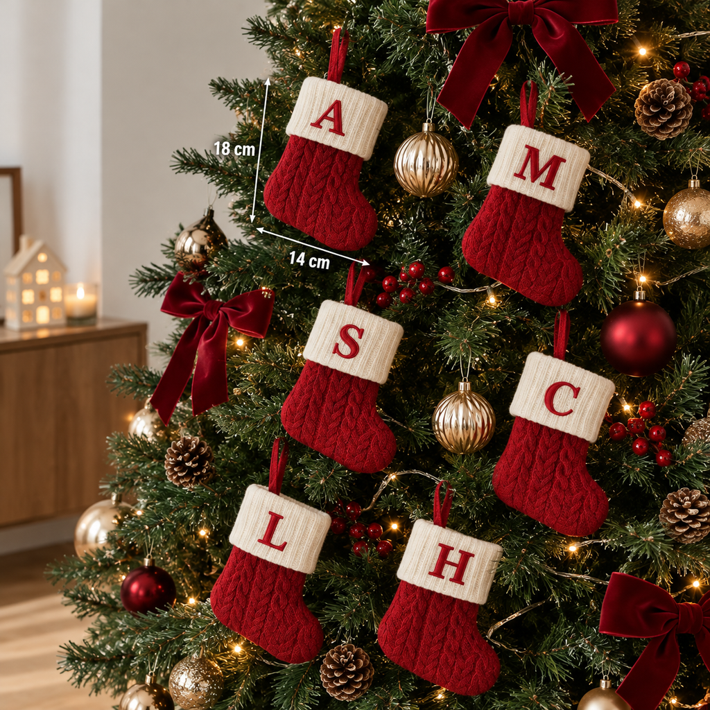 Bota Navideña Personalizada con Inicial  🎄