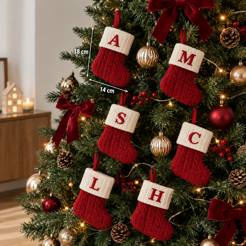 Bota Navideña Personalizada con Inicial  🎄
